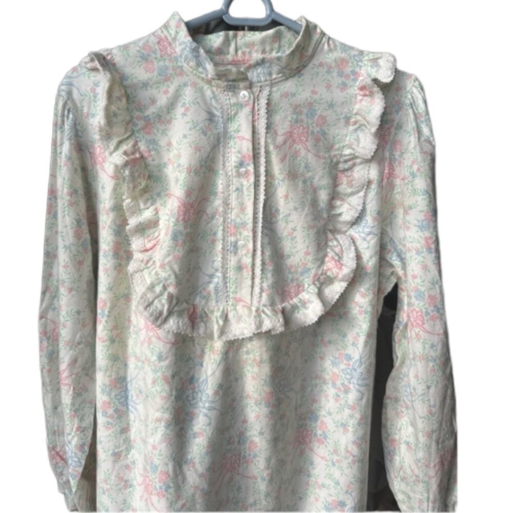 NWT Vintage Cotton Nights floral double brushed flannel nightgown size large